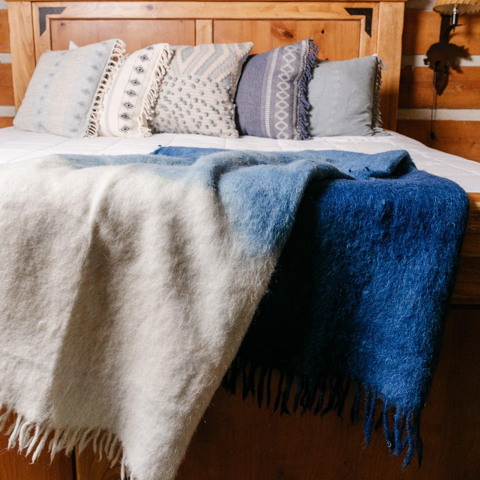 Blue wool throw discount blanket