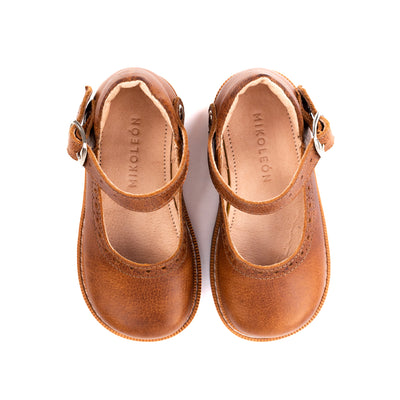 MK23108 - Mary Janes Classic Strap Mocca [Children's Leather Shoes